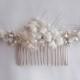 Opal White Romantic Bridal Haircomb with Resin flowers Swarovski Pearls - Floral Bridal Haircomb with Opal Crystal