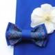 ElecBlue Embroidered wedding bow tie Electric blue bowtie Wel to coordinate with stuff in Indigo Cobalt Azure Summer wedding Wedding in blue