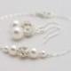 Pearl Bracelet and Earring Set, Pearl Bridal Set, Wedding Bracelet and Earrings, Bridesmaid Pearl Set, Bridesmaid Pearl Bracelet Set 0357