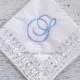 Something Blue Bridal Monogrammed Wedding Handkerchief