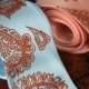 Mehndi Paisley necktie. Traditional Persian print men's tie with copper ink. Choose standard or narrow.