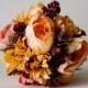 Silk Wedding Bouquet, Fall Peony Bridal Bouquet, Silk Wedding Flowers, Vintage Wedding, Rustic Wedding, Bride, Bridesmaid