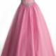 Sweetheart Sleeveless Tulle Crystals Pink Floor Length Ball Gown