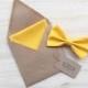 Pocket square and bow tie yellow freesia, pocket handkerchief for men, for marriage bow tie, accessories spouses yellow ceremony, groom tie