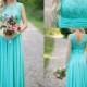 Classic Floor Length Mint Green Bridesmaid Dresses with Lace Sequins