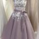 New Arrival Knee Length Lace Bridesmaid Dress with Sash
