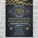 Golden Wedding Anniversary Invitation, Printable 50th Anniversary Invite, Chalkboard Invitation, Gold (Digital) Glitter Anniversary Invite