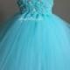 Aqua Mint blue flower girl tutu dress birthday party dress toddler dress 1t2t3t4t5t6t7t8t9t10t Mint Blue