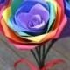 Rainbow Roses, Half A Dozen. Red, Orange, Yellow, Green, Blue, Purple. OTHER Colors Available As Well. Wedding, Paper Flower Bouquet