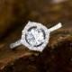 Ring,Single Halo Diamond Ring, Victorian Style Engagement Ring, Engagement Ring, Round Diamond Engagement Ring,Single Halo Ring 