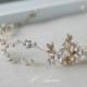 Golden Goddess Wedding Crown Circlet Wreath with Golden Leaves and small flowers