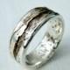Silver Birch Bark Wedding Ring. Mountain Wedding Ring. Simple Silver Wedding Ring. Rustic Silver Ring. Wood Grain Wedding Ring