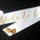 White & Gold Glitter Bachelorette Sash - Custom Lettered Sash - Bridal Sash