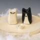 Unique Wedding Cake Topper-White Cat Bride and Tuxedo Cat Groom with Tray