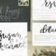 Watercolor Brush Lettering Wedding Invitation Set 