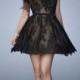 2016 Lovely Black Cap Sleeves Lace Open Back A Line Homecoming Dress