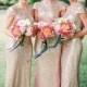 Fashion Scoop Sequined Long Backless Gold Bridesmaid Dress With Short Sleeves