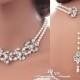 Bridal backdrop necklace SILVER color crystal wedding necklace Swarovski pearl necklace vintage style necklace statement necklace 2177