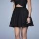 Cute High Illusion Mesh Neck Ruched Bodice Beaded Black Party Dress