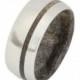 Wood Ring - Inner Buckeye Burl Wood Sleeve and Pinstripe Inlay Sterling Silver Ring, Ring Armor Included
