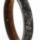 Engraved Titanium Wedding Band, Mimetic Meteorite Ring With Kauri Wood Sleeve, Custom Made Ring