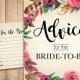 Advice for the Bride to Be - Advice for the Newlywed Printable Bohemian Bridal Shower Advice Cards and Sign 003