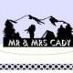 Custom Cake Topper & Keepsake - Tent and Mountains for the Bride and Groom Camper, Best Day Ever, Can be Your Phrase, Names, or Dates
