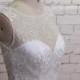 Ivory Special Lace Wedding Dress with V-Back A-line Chiffon Skirt Wedding Gown with Illusion Neckline
