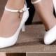 Simple 2014 New Arrive Pointed-End White High Heels Wedding Shoes