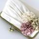 Roses Silk Clutch in Ivory, Champagne and Pink, wedding clutch, wedding bag, bridesmaid clutch, Bridal clutch