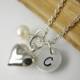 Flower Girl Necklace, Heart Charm Necklaces, Personalized Flower Girl Jewelry, Custom Wedding Jewelry FG002