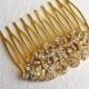 Gold hair comb, 24k Gold Art Deco Comb, Gold hair accessories, Art Deco headpiece,  head piece rhinestone 24K GOLD EYE