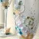 Starfish wedding champagne glasses, beach wedding toasting flutes in white, water blue and green