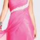 Chiffon Hot Pink Sleeveless Ruched Appliques One Shoulder Floor Length