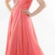 One Shoulder Crystals Coral Floor Length Zipper Ruched Chiffon Sleeveless