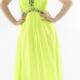 Zipper Sleeveless Chiffon Halter Crystals Lime Ruched Floor Length