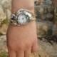 Handcrafted 925 Sterling Silver Watch, Cuff Bracelet , Semi preacious stones inlaid