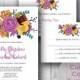 Printable Wedding Invitation PDF Set or Pick & Choose - Large Spring Floral Bouquet Elegant Country Rustic (Your Choice in Colors!)