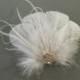 WHITE Bridal Hair Clip Bridal Feather Fascinator, Feather Hair Piece, Wedding Hair Accessory hair clip