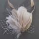 Ivory Wedding Hair Clip Bridal Hair Piece Accessory Feather Fascinator Bridal Headpiece hair clip, Ivory champagne white READY TO SHIP