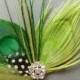 Lime Green Peacock Feather Hair Clip Bridal Fascinator wedding comb hairpiece accessories - READY TO SHIP