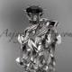 Unique platinum diamond floral engagement set with a Black Diamond center stone ADLR248S