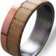 Titanium ring with Copper and Beech wood, Mens Titanium Wedding band