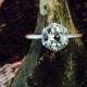Custom Deco Hexagon Mine Cut Diamond Engagement Ring