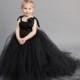 Flower girl dress - Tulle flower girl dress - Black Dress - Tulle dress - Pageant dress - Princess dress - Black flower  girl dress