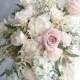 Exquisite Cascading Ivory And Pale Pink Winter Wedding Bouquet