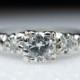 Vintage 1940s Art Deco Diamond Engagement Ring in 18k White Gold Vintage Engagement Ring Wedding Band Wedding Set Jewelry