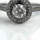 Halo Diamond Engagement Ring  Vintage Halo Ring GIA 1.34ctw 14K White Gold Vintage Wedding Ring Size 4.25!