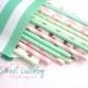 Mint and Pink Party -Mint Straws -Pink Straws, Gold Straws, Gold party supplies -Mint wedding decor, Pink Party, Wedding Decorations, Blush