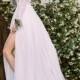H1574 Romance boho slit chiffon wedding dress with long sleeves